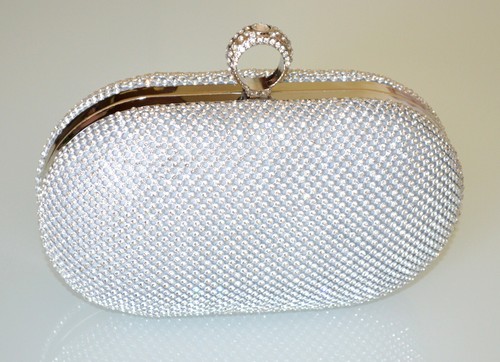 POCHETTE ARGENTO donna strass borsello clutch bag cristalli borsa cerimonia  B2 | eBay