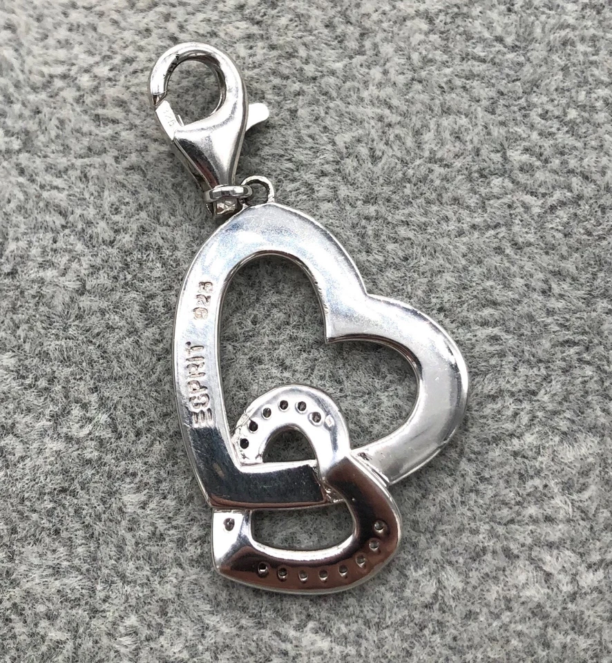 Esprit 925/- Silber Charm Herz mit Zirkonia Steinen, Karabiner, Neuwertig. - Bild 2 von 2