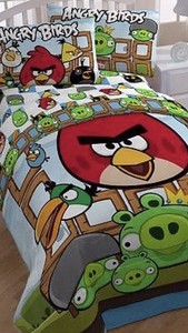 Angry Birds 9 Pc Full Reversible Comforter Sheets Wall Decal Set