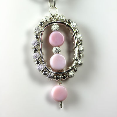 Sterling Silber .925 Handarbeit Anhänger - Stein ist rosa peruanischer Opal