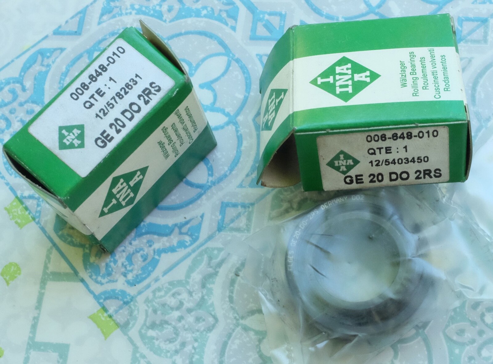 Lot de 2 rotules radiales INA GE20-DO-2RS dimensions 20x15x16mm