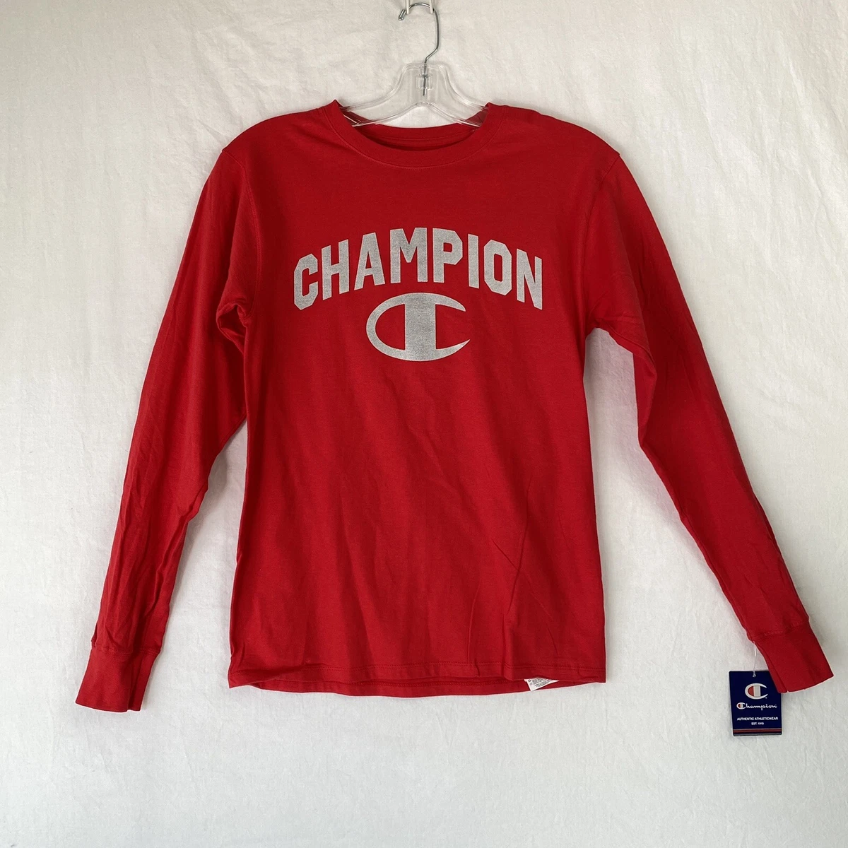 Lys Hare definitive Champion Shirt Mens Small Red Spell Out Long Sleeves NEW | eBay