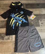 Marvel Boys Black Panther Hooded Top With Matching Shorts 2-Piece Outfit Size 4