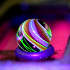 BRYAN TRILLAS GLASS MARBLE/.564"-BLACK UV CORKSCREW-YELLOW,ORANGE,TOMATO,GRAY