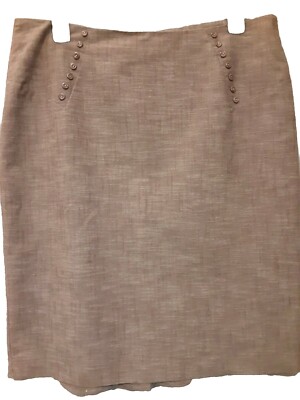 BCX Women Light Brown Skirt Sz 13 Sexy detail at back Hem Zips Detailed w/Button