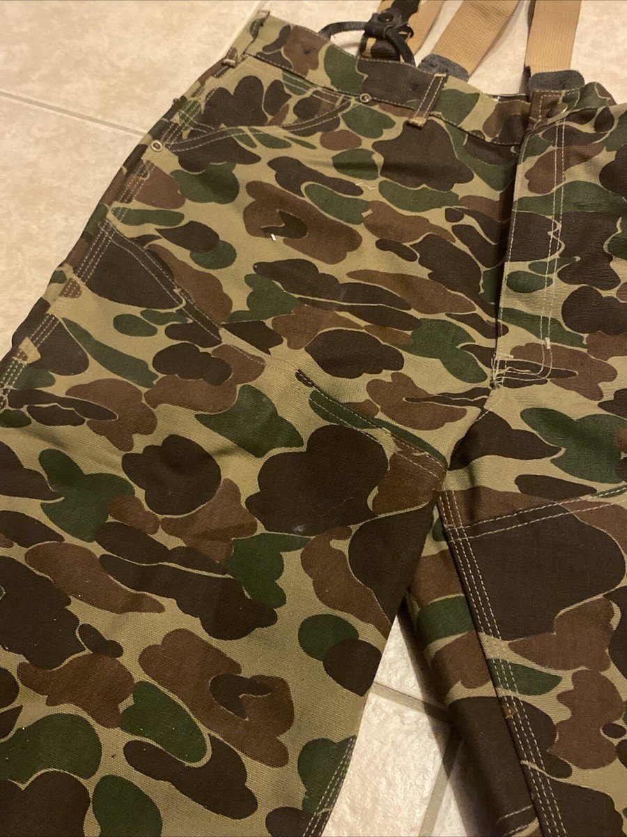 Vintage Carhartt Camo Army Duck Pants Union Made Suspenders 38x30