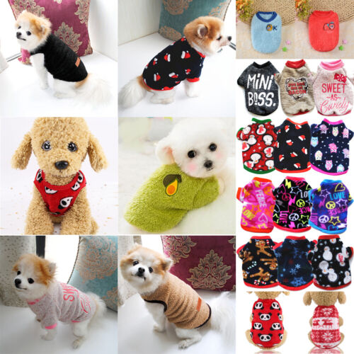 Pet Dog Winter Warm Clothes Soft Plush Coat Puppy Kitten Chihuahua Sweatshirt - Picture 1 of 25