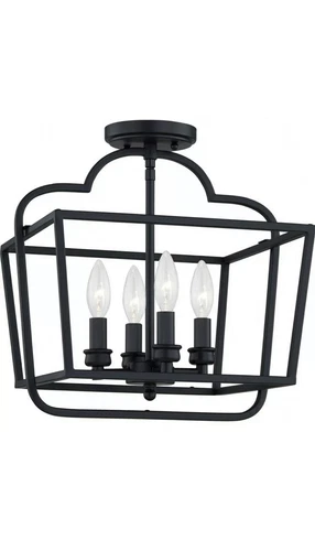NWT Quoizel Lighting BLA1714MBK Blanche 4 Light Semi-Flush Mount in Transitional - Picture 1 of 5