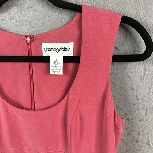 Bloomingdales Dress Womens 6 Pink 100% Silk Shift Elegant Wedding Event Career - Picture 8 of 19