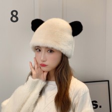 Ladies Girls Cute Beanie Hat Faux Fur Cap Bear Ear Furry Winter Thermal Outdoor