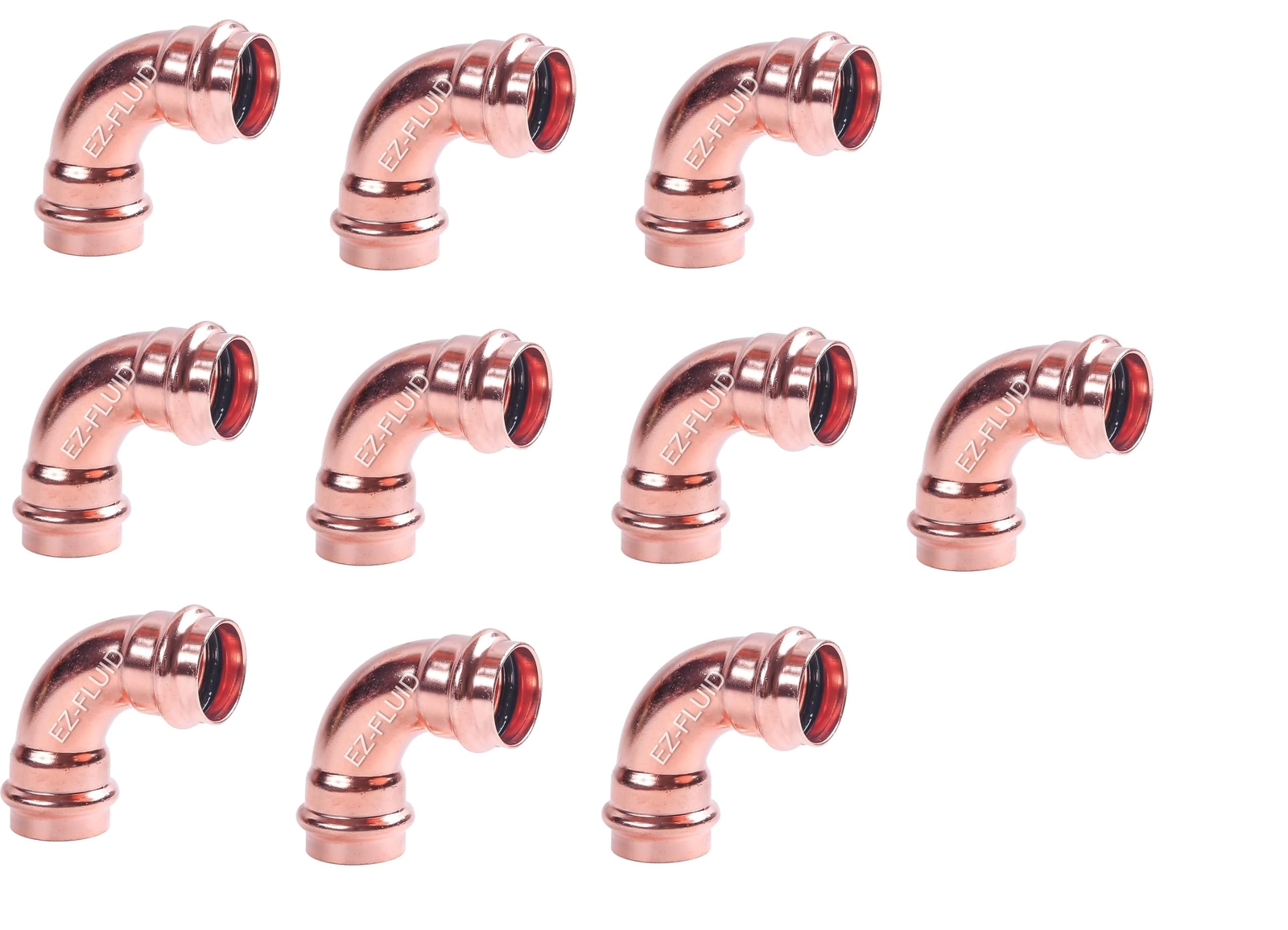 10Pcs 1/2" Copper 90� Elbow Fittings for Plumbing Propress Connections
