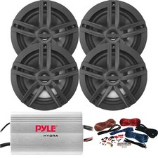 4 x Enrock EM265B 6.5" Black Speakers, 4-Channel 400W Amplifier w/ Wiring Kit