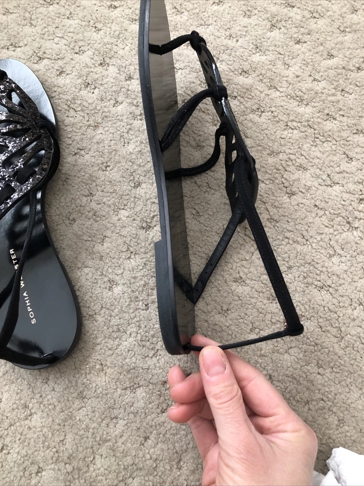 Sandalia plana Sophia Webster talla 38 para mujer negra brillante mariposa venta al por menor $375 Foto 3 de 4