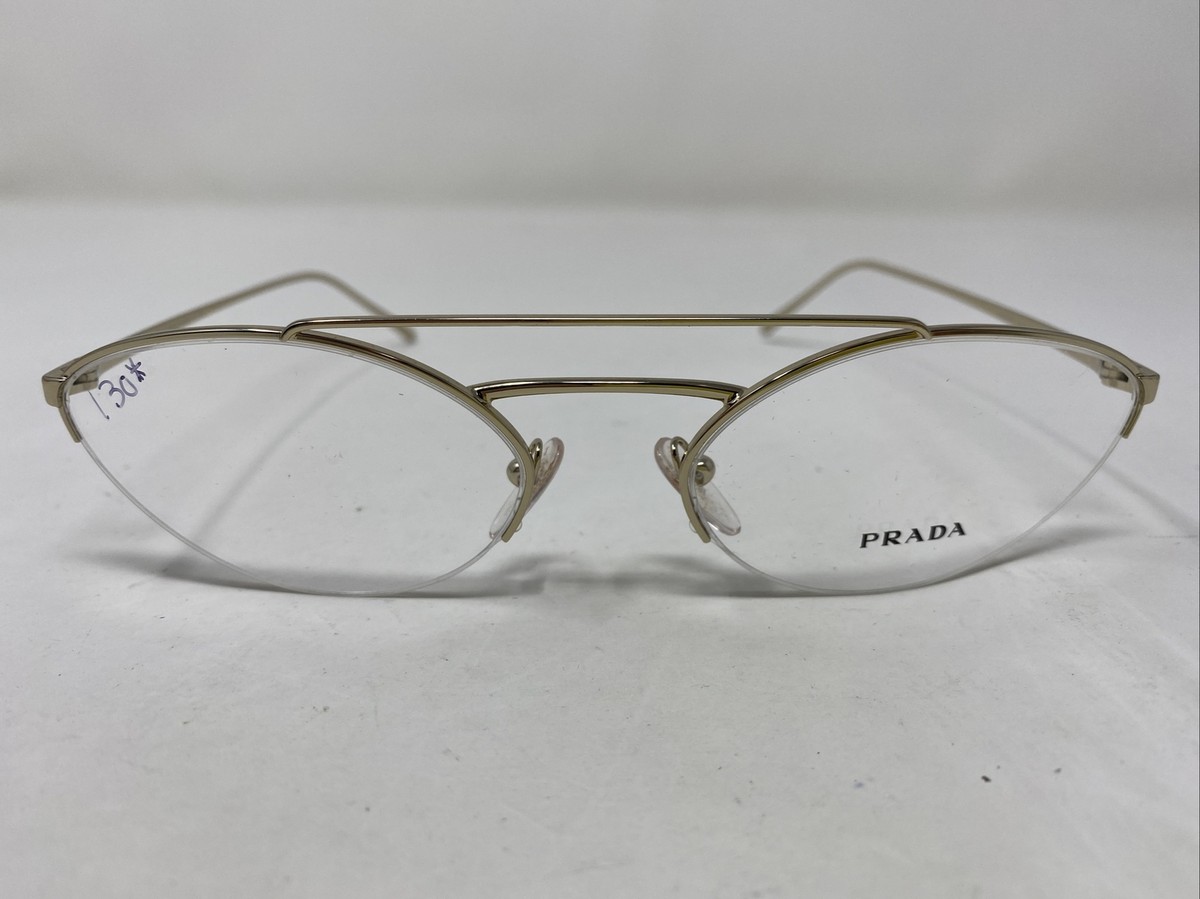 Prada Eyeglasses Frame Italy VPR 62V ZVN-101 57-19-140 Gold Prada Eyeglasses Frame Italy VPR 62V ZVN-101 57-19-140 Gold