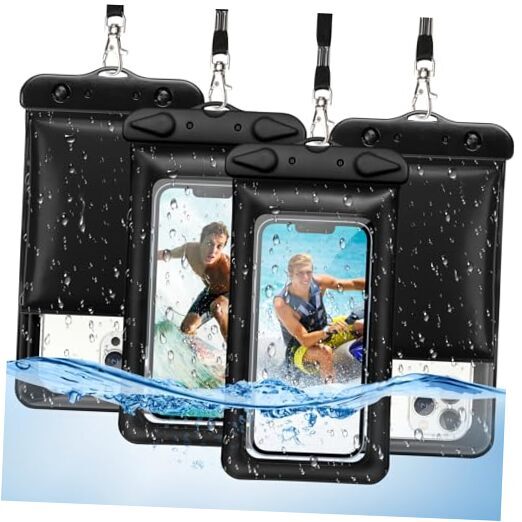 4-Pack Black Floating Waterproof Phone Pouch for Ultimate Protection