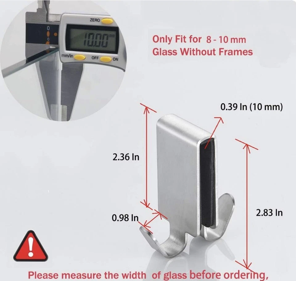 双钩淋浴门毛巾钩拉丝不锈钢 2 件 - A0062 — 第 2/4 张图片