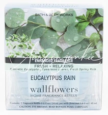 Bath & Body Works Wallflower Plug In Bulb Refill Eucalyptus Rain 2pc Clean Fresh