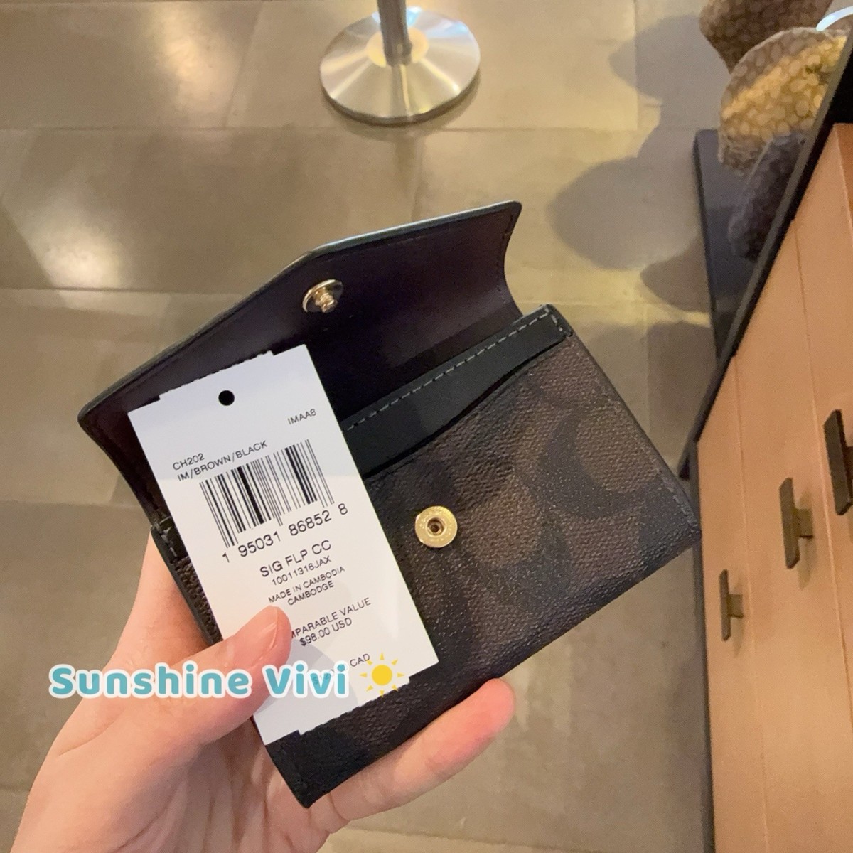 NWT Coach Flap Card Case Signature Canvas IM/BROWN/BLACK CH202 | eBay