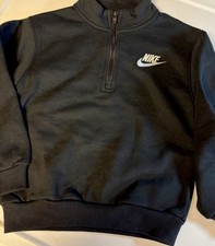 Nike Kids Size 6 Black Club Fleece Quarter Zip Pullover Sweatshirt