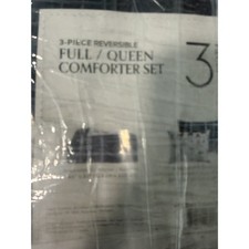 Full/Queen 3 pc. reversible comforters set navy/light blue plaid NEW
