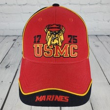 Marines Semper Fi Black Red Bulldog Hat Cap GUNNY Adjustable Strap Back