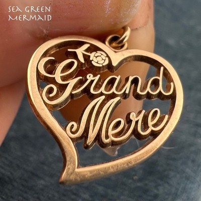 10k Gold ''Grand-Mere'' Pendant. French Grandmother Grandmere Grandma