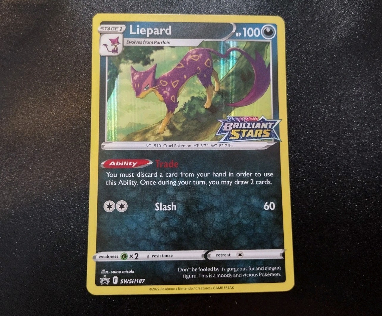 Liepard SWSH187 Pre-Release Holo Black Star Promo Pokémon Card LP