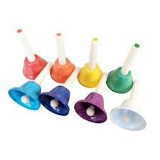 8 Pieces Colorful Diatonic Metal Bells Percussion Hand Bells Set Musical Bells