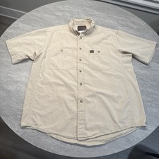 Wrangler Riggs Shirt Mens XL Short Sleeve Beige Button Down Canvas Workwear