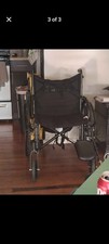 Medline Manual Wheelchair Black Foldable Steel Detachable Footrests Adult Indoor