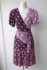 Ann Taylor Mixed Floral Midi Dress Pink & Purple Boho Chic Cottagecore Size 4