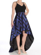 BETSY & ADAM Womens Black Spaghetti Strap Formal Hi-Lo Hi-Lo Dress 6