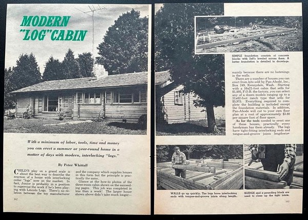 Cabaña de troncos Home Camp 20’ x 30’ 1961 Cómo construir planes de diseño personalizados pre fabulosos