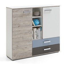Jugendzimmer Kommode Eiche weiß lava Sideboard Highboard Kinderzimmer Schrank