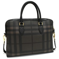BURBERRY Ainsworth Check 2way Business Bag Briefcase Gray Black
