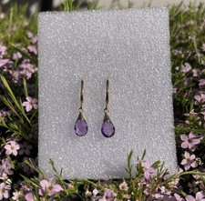 Estate Amethyst and 14K Yellow Gold Leverback...