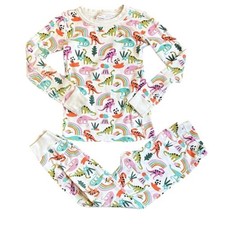 Hanna Andersson Multicolor Dinosaur and Rainbow Pajama Set Girl  s 8