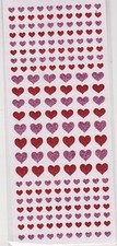 Red  Pink Glitter Heart Stickers - 198 pieces