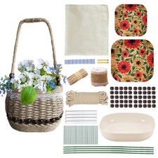 99 PCS Basket Weaving DIY Kits Beginners Jute Rope Lace Storage Flower Handle