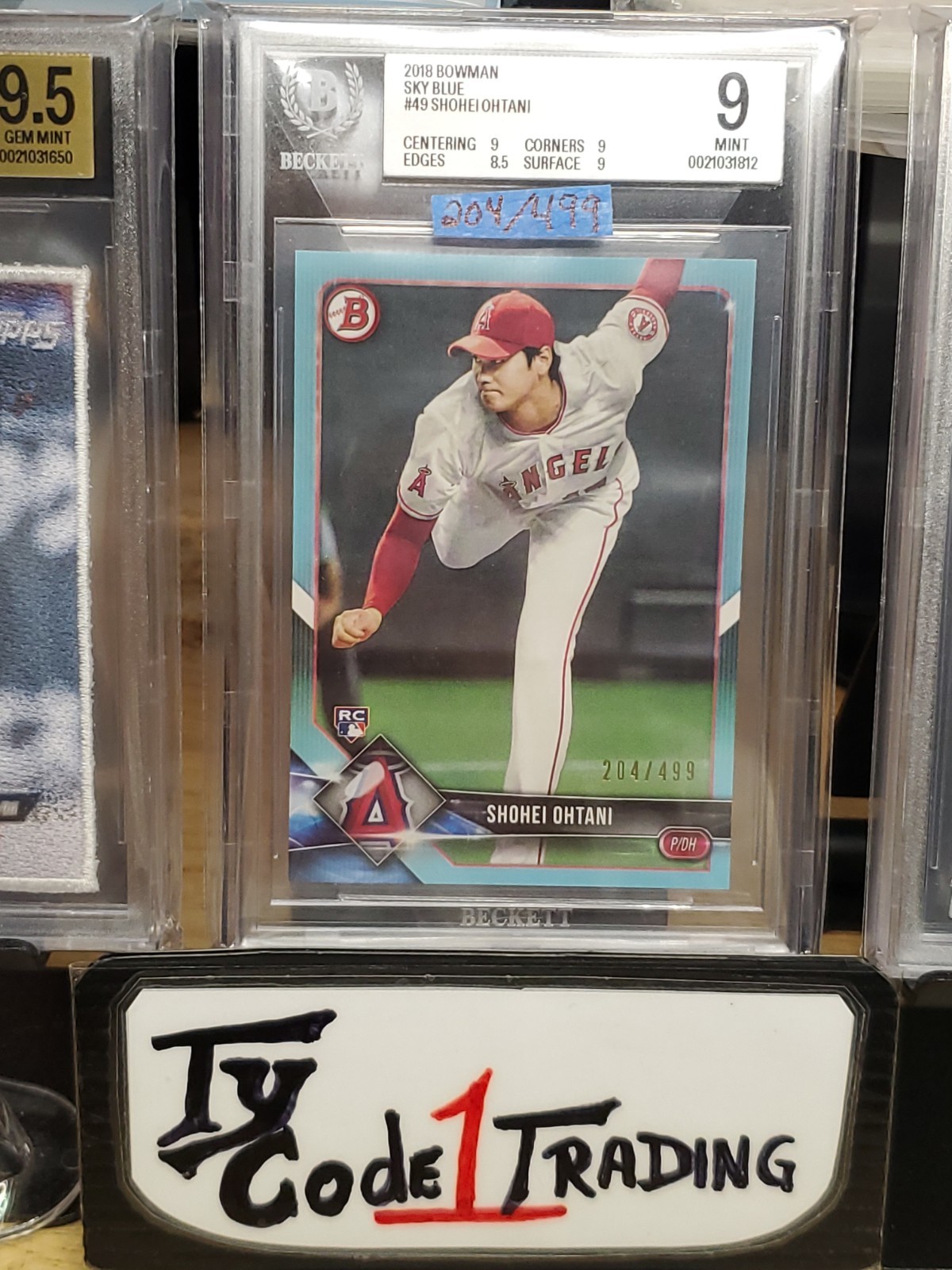 2018 BOWMAN SHOHEI OHTANI #49 SKY BLUE ROOKIE /499 BGS 9 MVP ANGELS Dodgers 🔥