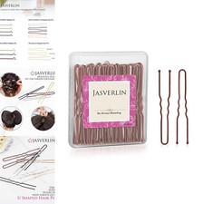 U Shaped Hair Pins 2.4 Inch Brown Metal Alloy 100 Pcs Ball End Bun Updos Braids