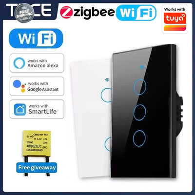 TNCE Tuya US WiFi+Bluetooth Smart Wall Switch Gang Touch Control for Lights