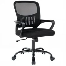 Home Office Computer Chair - Ergonomic Mid Back Desk with Lumbar Support and ...