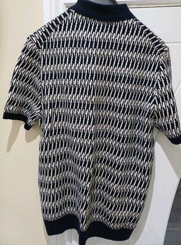 M&S COLLECTION Cotton Rich Zip Up Knitted Polo Shirt Size M 38-40in NAVY MIX - Picture 5 of 7