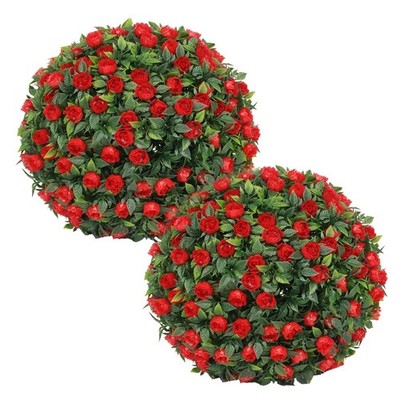 2 künstliche Blumenkugeln Kunstpflanzenkugeln 25 cm zum Aufhängen drinnen drau
