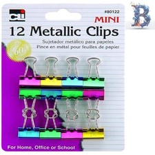 Mini Binder Clips - 12 Count Assorted Metallic Colors for Stylish Home Office