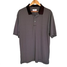 Grand Slam Performance Polo Shirt Men's Large Black White Stripe Short Sleeve