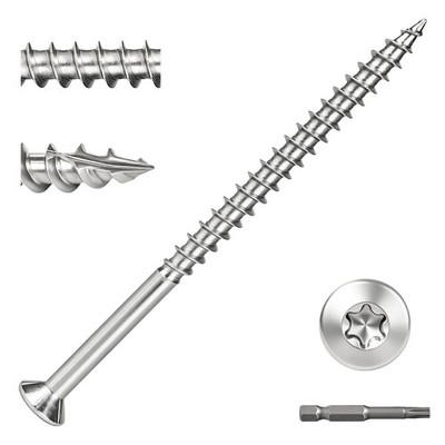 GOOBETTER #10 x 3 Wood Screws, 304 Stainless Steel Deck Screws, 100 Pcs, Flat...