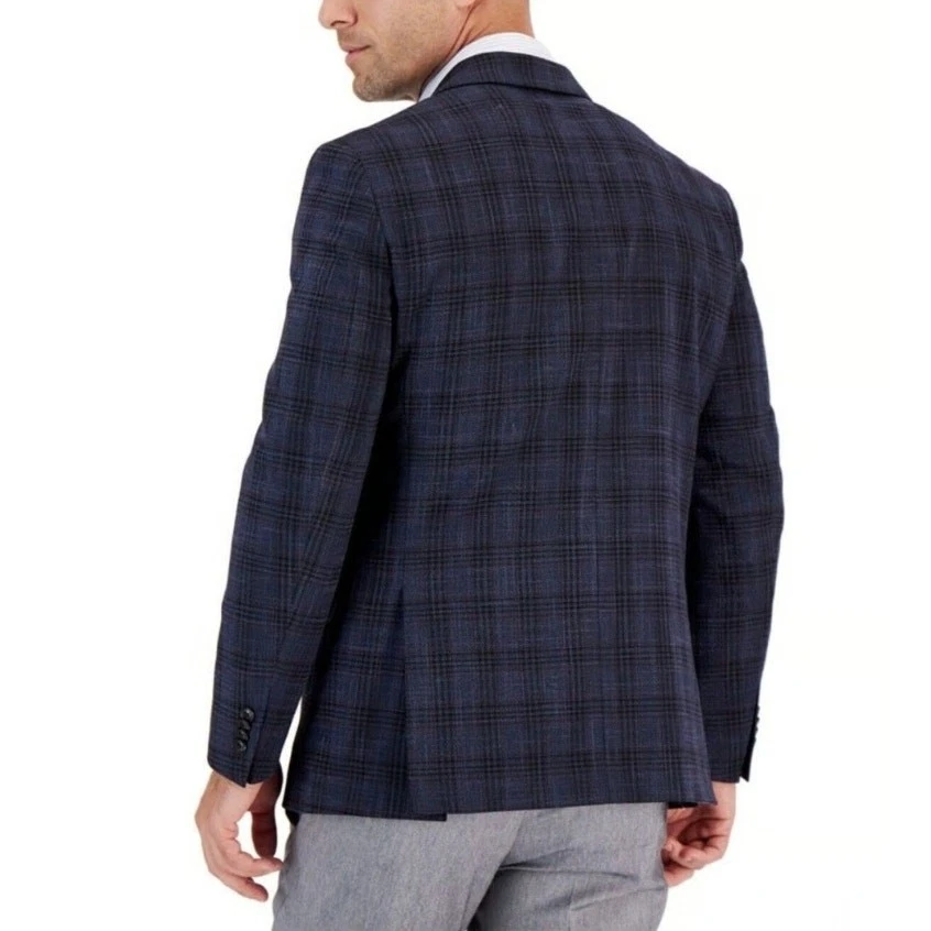 Blazer Traje Tommy Hilfiger Para Hombre Azul Marino/Rosa Cuadros Conrad Ajuste Moderno Talla 48L Foto 4 de 4