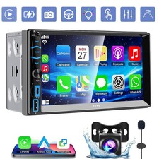 Wireless Apple CarPlay Android Auto GPS 7" Double DIN Car Stereo Radio Bluetooth